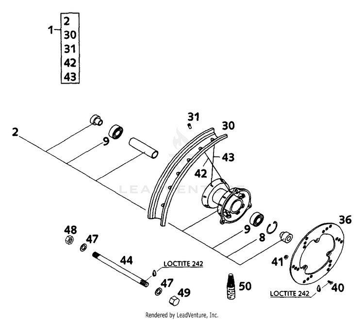 Front Wheel 65 SX Chassis - 2000 Schematic