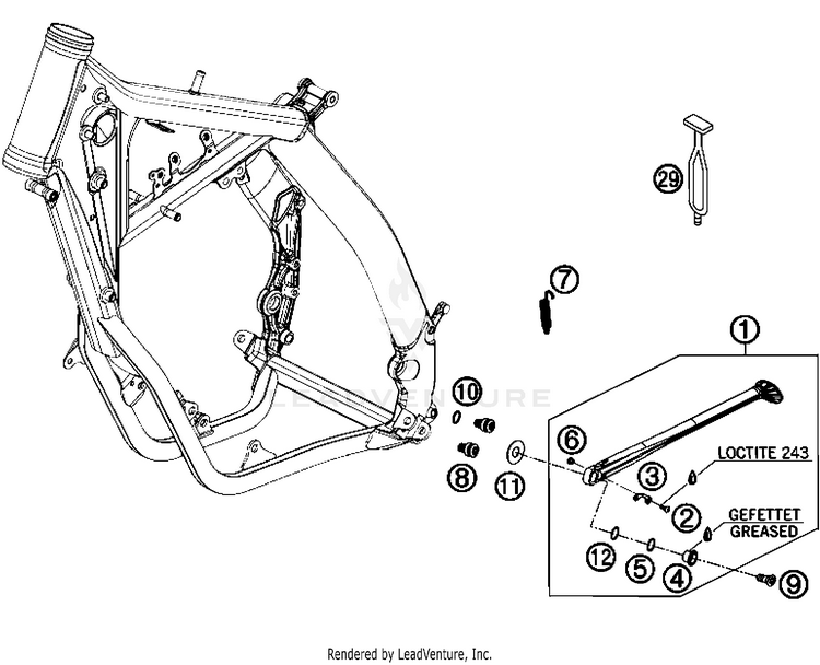 Side / Center Stand 200 XC USA Chassis - 2008 Schematic