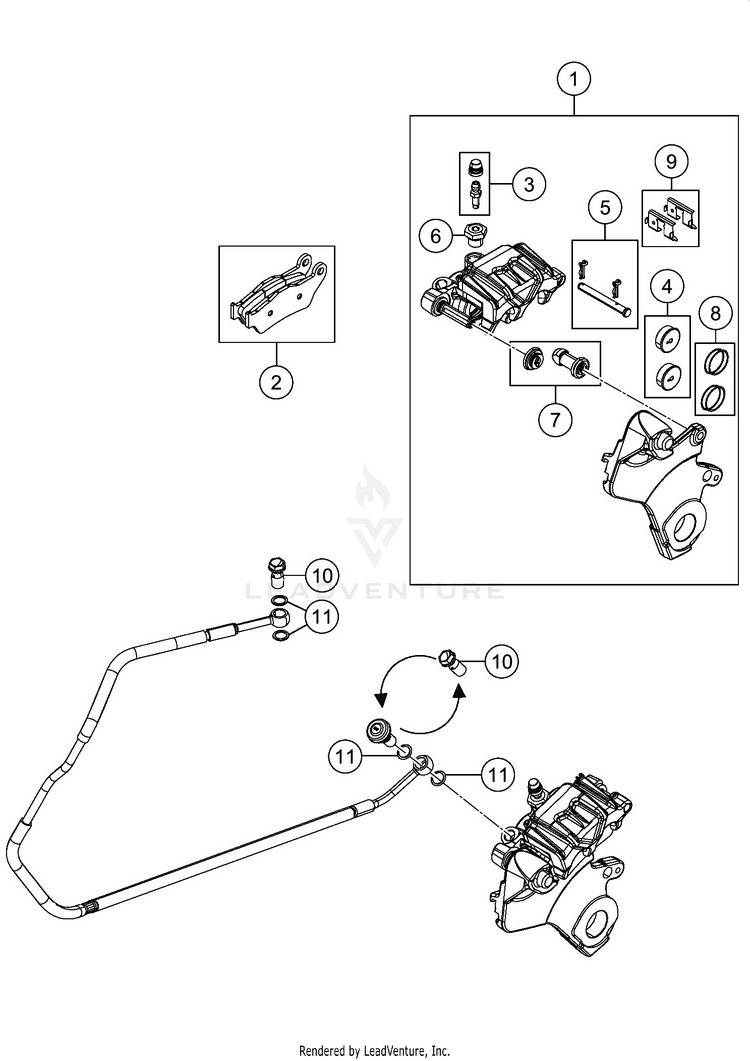 Rear Brake Caliper 1290 SUPER ADVENTURE S ORANGE CHASSIS - 2020 Schematic
