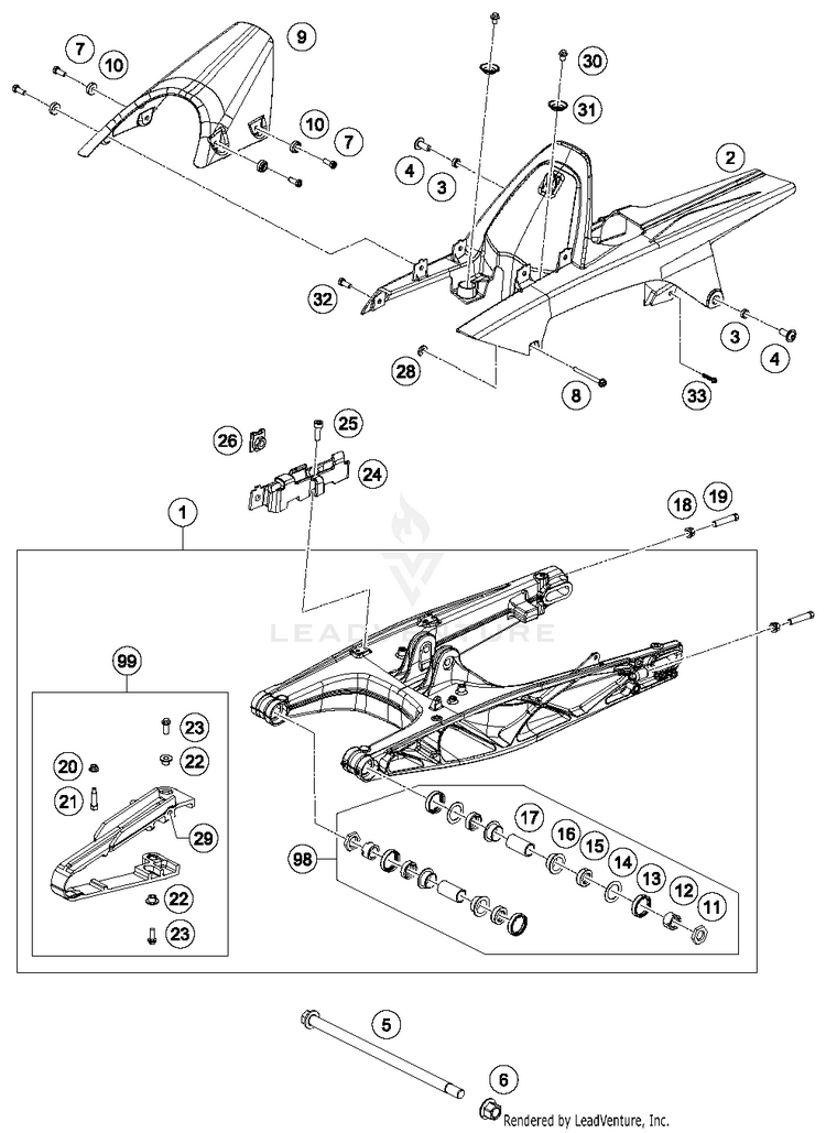 Swing Arm RC 390 WHITE Chassis - 2016 Schematic