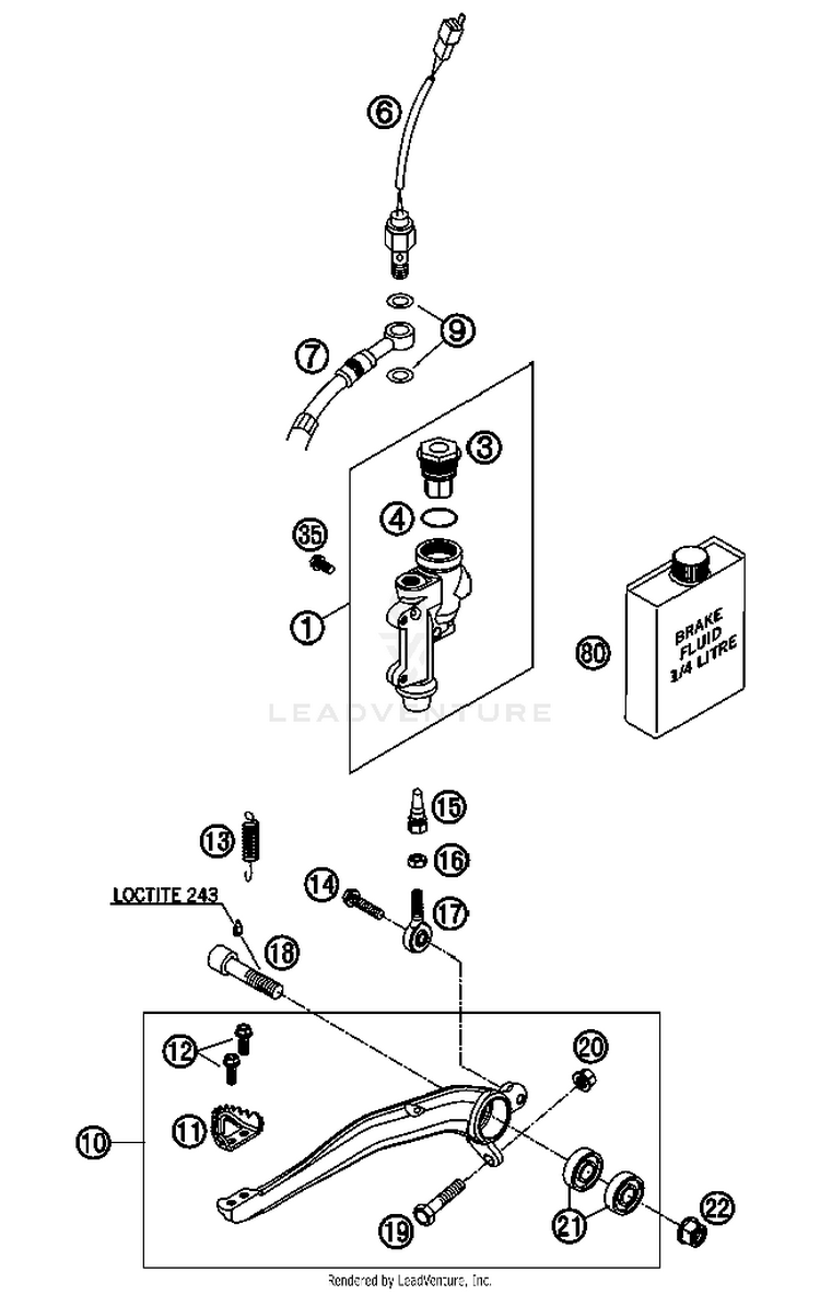 Rear Brake Control 350 EXC-F USA Chassis - 2013 Schematic
