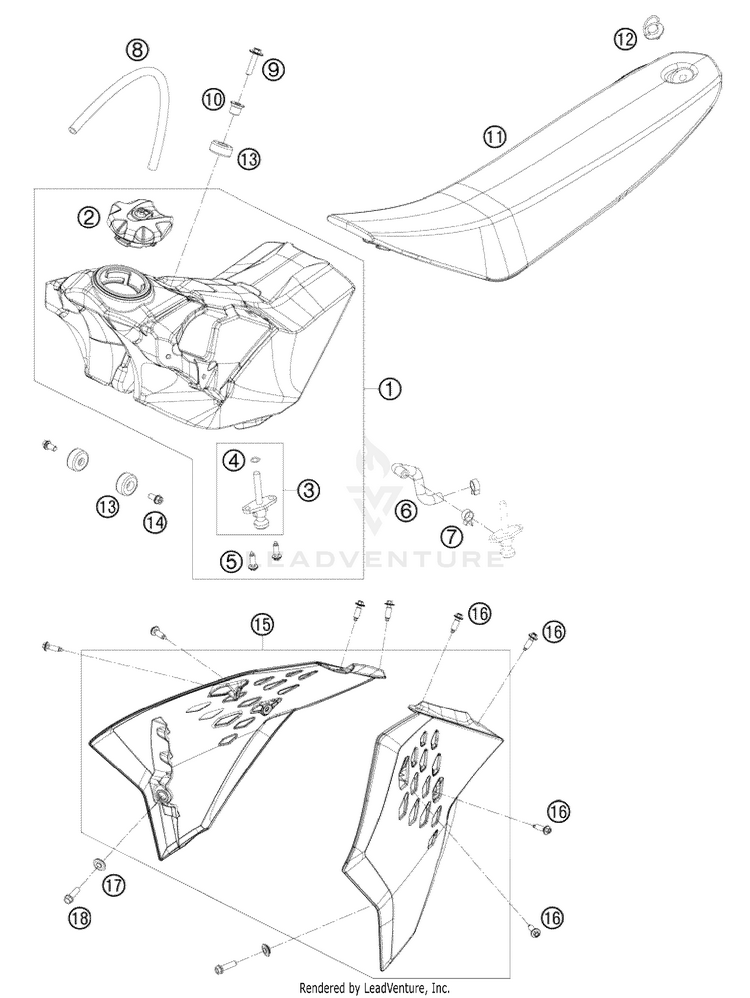 Tank, Seat, Cover 65 XC Chassis - 2009 Schematic