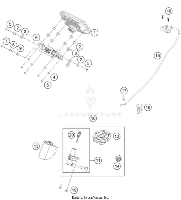 Instruments / Lock System 390 ADVENTURE SPOKE W, orange-B.D. CHASSIS - 2024 Schematic