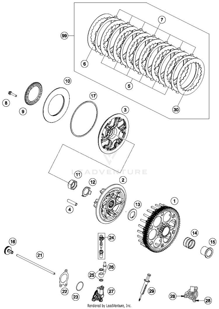 Clutch 250 SX-F ENGINE - 2019 Schematic