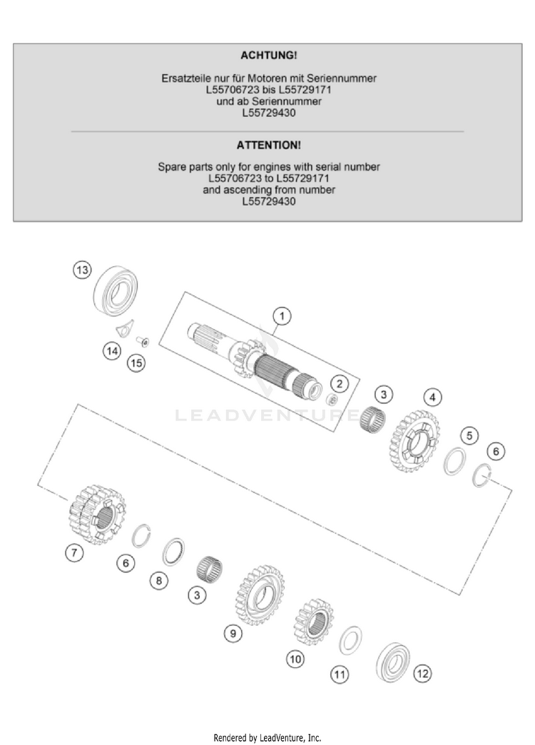 Transmission I - Main Shaft 2 300 XC TPI Engine - 2022 Schematic