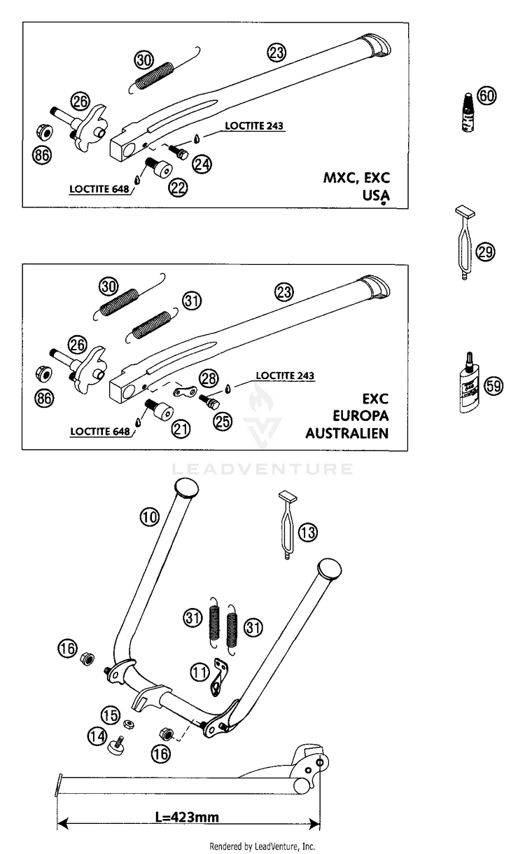 Side- And Centerstand 125 SX Chassis - 2002 Schematic