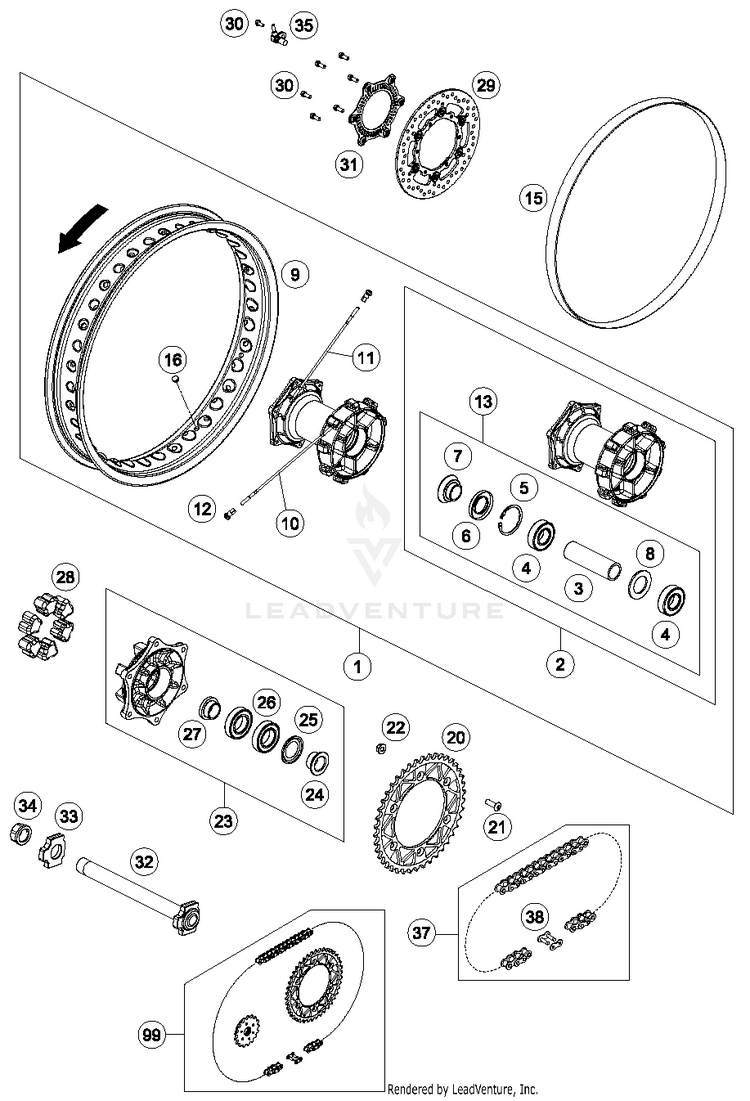 Rear Wheel 690 ENDURO R CHASSIS - 2017 Schematic