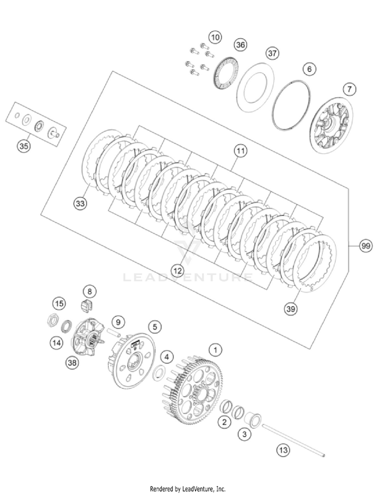 Clutch 500 EXC US SL ENGINE - 2024 Schematic