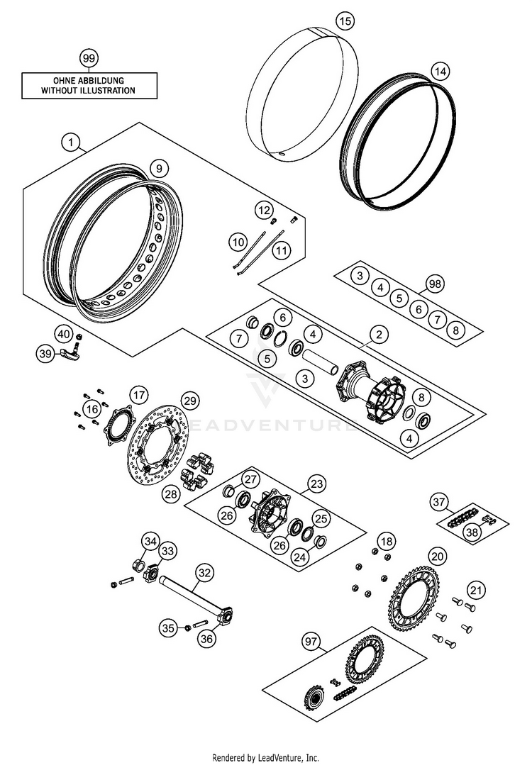 Rear Wheel 1290 SUPER ADVENTURE R CHASSIS - 2020 Schematic