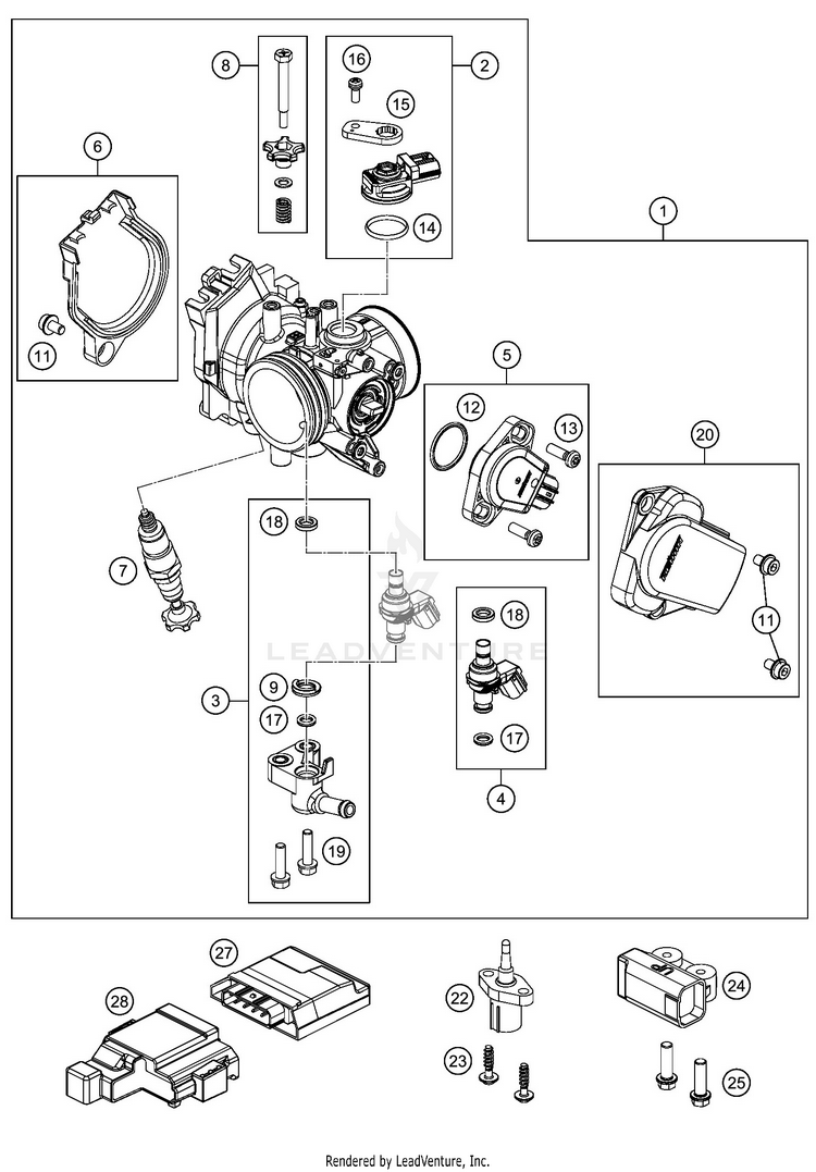 Throttle Body 500 EXC-F SIX DAYS ENGINE - 2020 Schematic