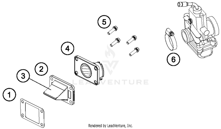 Reed Valve Case 65 SX Engine - 2015 Schematic