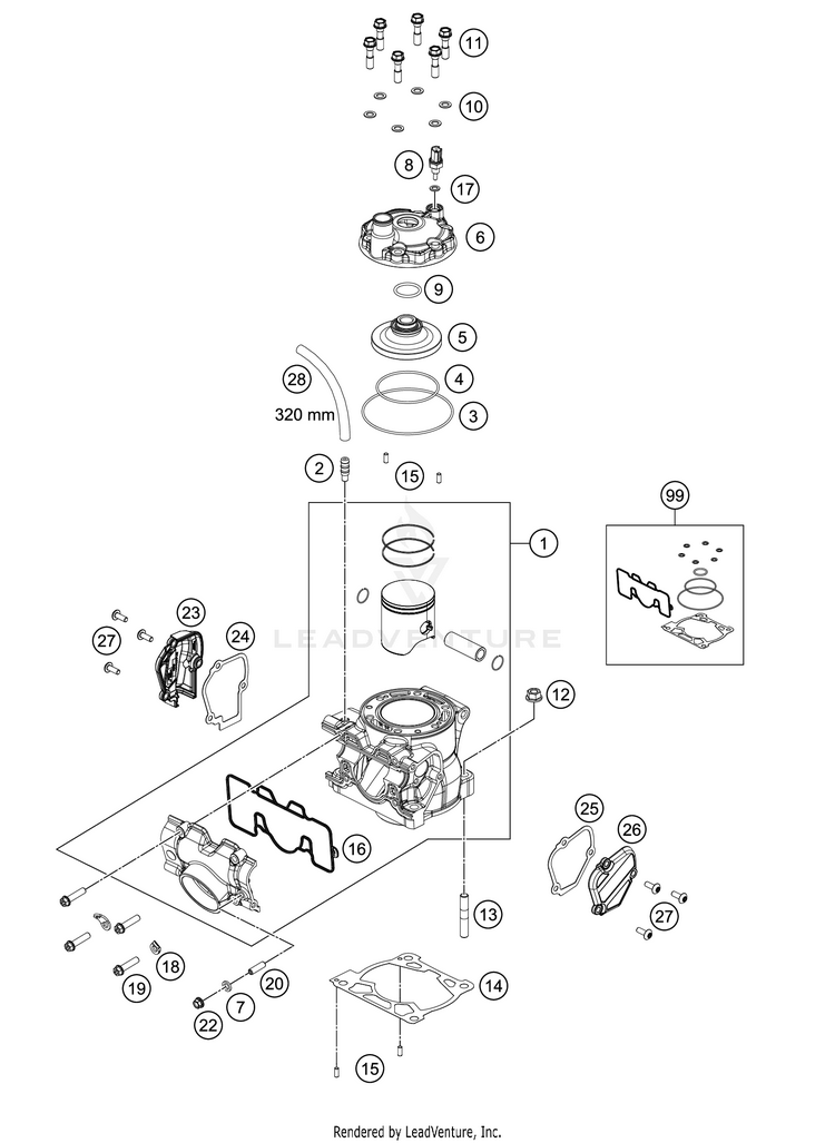 Cylinder, Cylinder Head 150 XC-W TPI ENGINE - 2020 Schematic