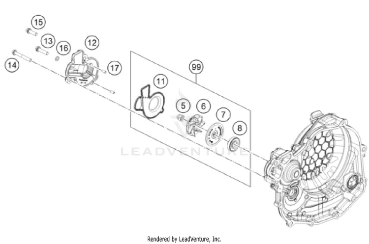 Water Pump 500 EXC US SL ENGINE - 2026 Schematic