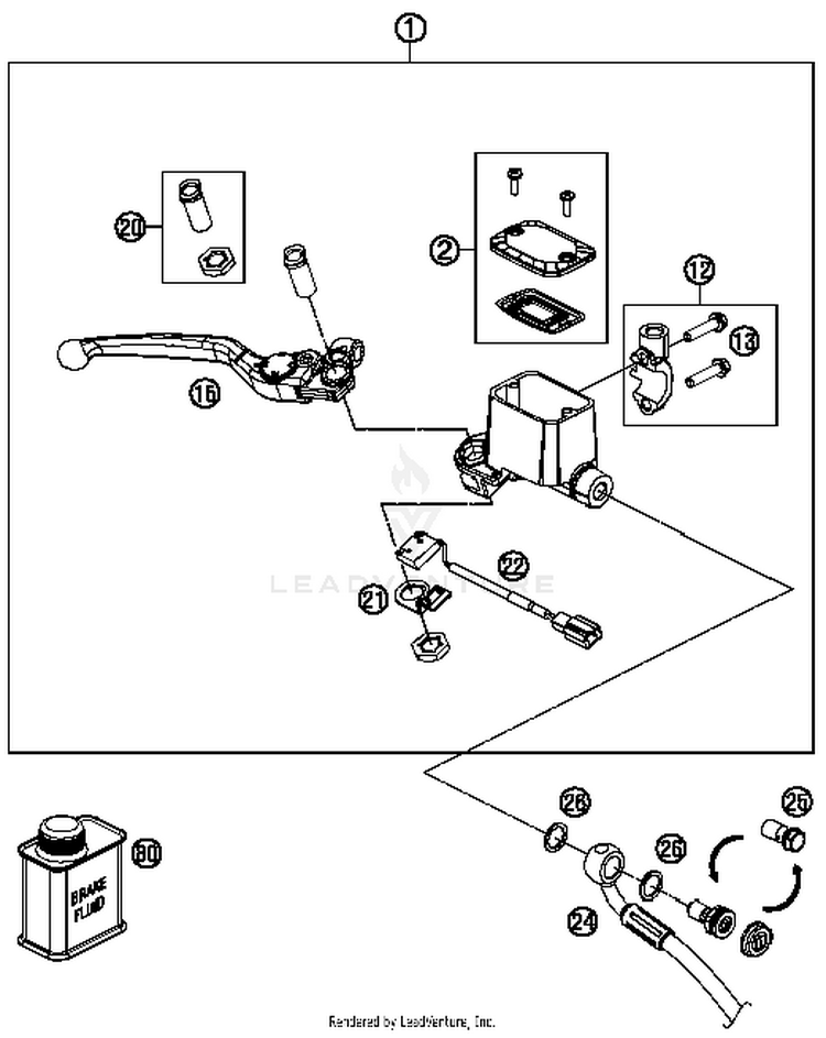 Hand Brake Cylinder 690 DUKE WHITE Chassis - 2016 Schematic
