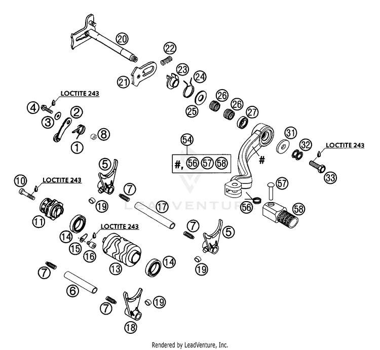 Shifting Mechanism 250 EXC Engine - 2002 Schematic