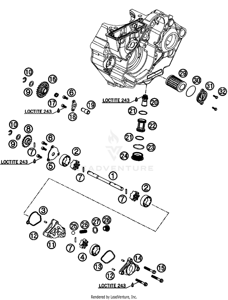 Lubricating System 505 SX-F Engine - 2008 Schematic