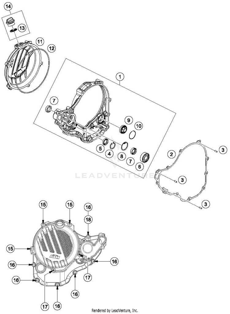 Clutch Cover 250 SX-F ENGINE - 2019 Schematic