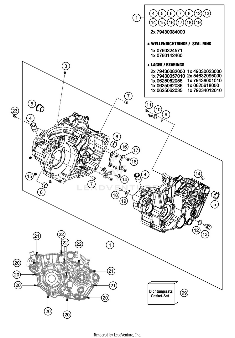 Engine Case 500 EXC-F SIX DAYS ENGINE - 2020 Schematic