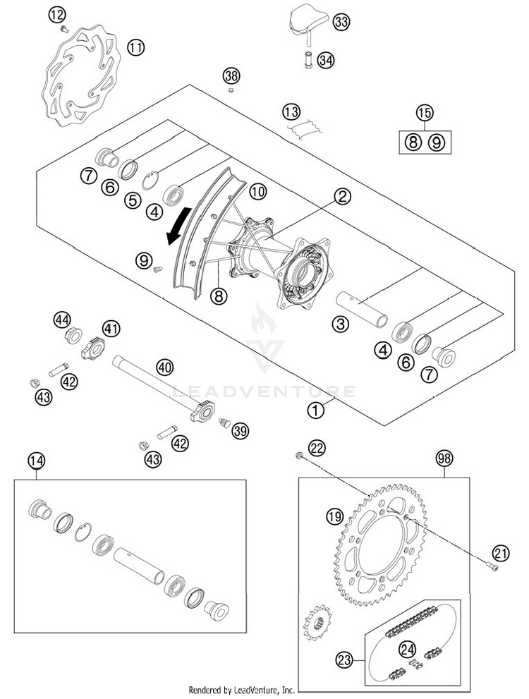 Rear Wheel 150 SX Chassis - 2012 Schematic