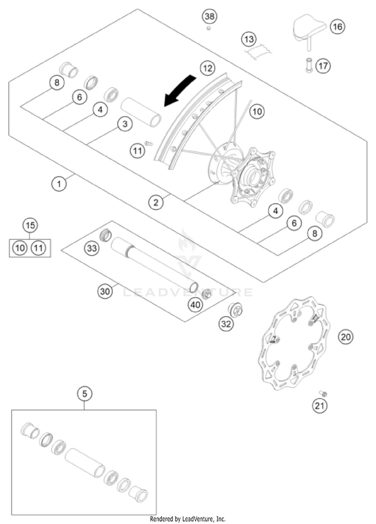 Front Wheel 500 EXC-F CHASSIS - 2025 Schematic