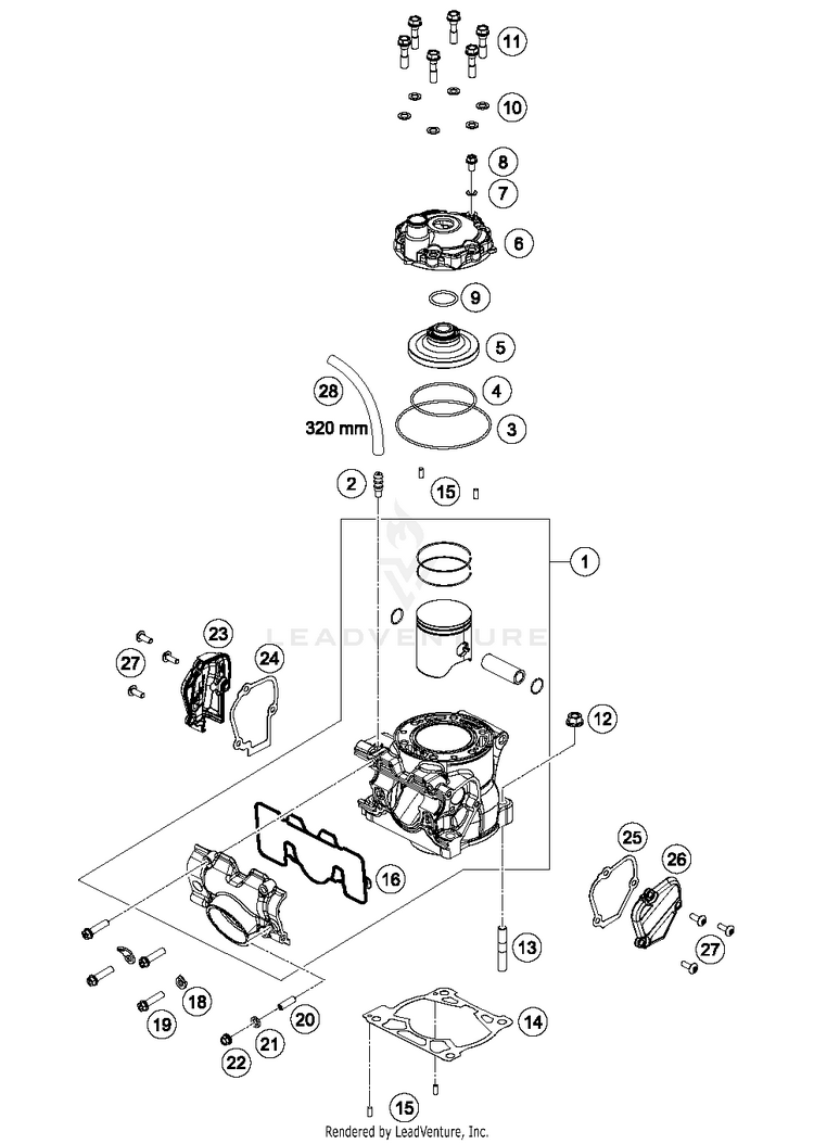 Cylinder, Cylinder Head 150 SX ENGINE - 2017 Schematic