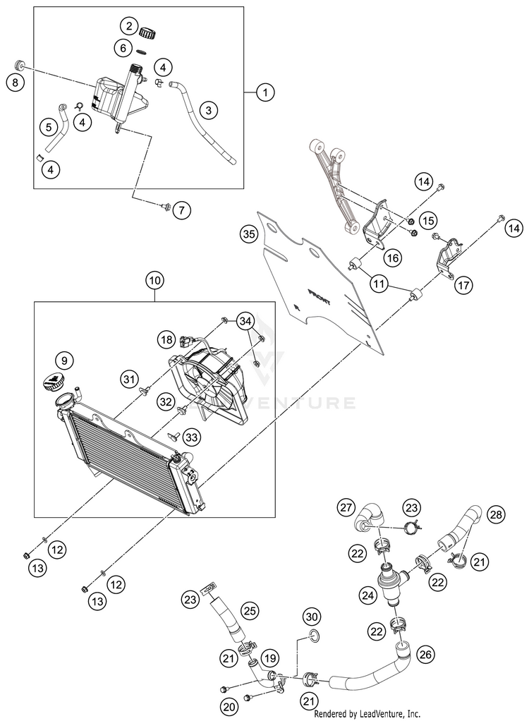 Cooling System RC 390 ENGINE - 2018 Schematic
