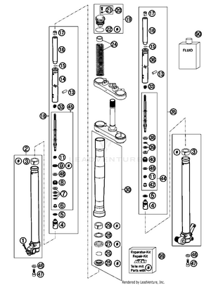 Front Fork, Disassembled Schematic