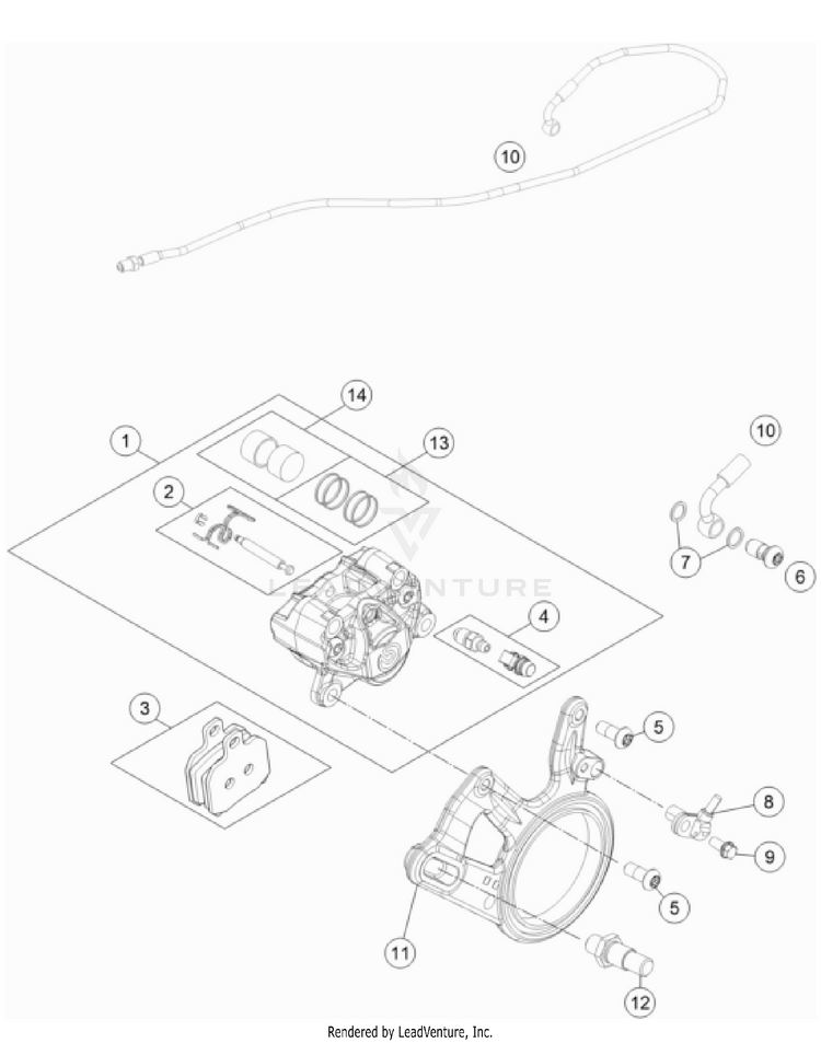 Rear Brake Caliper 1290 SUPER DUKE GT, orange CHASSIS - 2023 Schematic