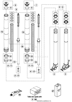 Front Fork Disassembled Schematic