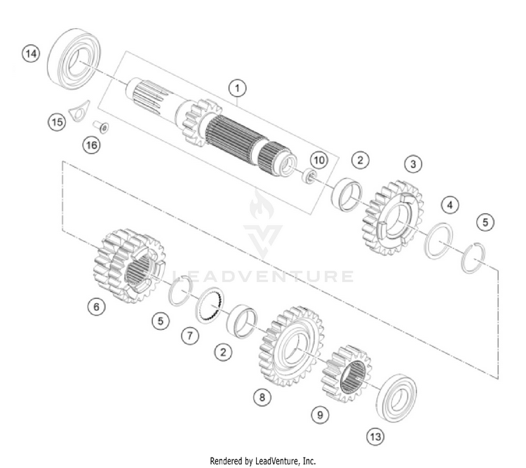 Transmission I - Main Shaft 250 XC ENGINE - 2024 Schematic
