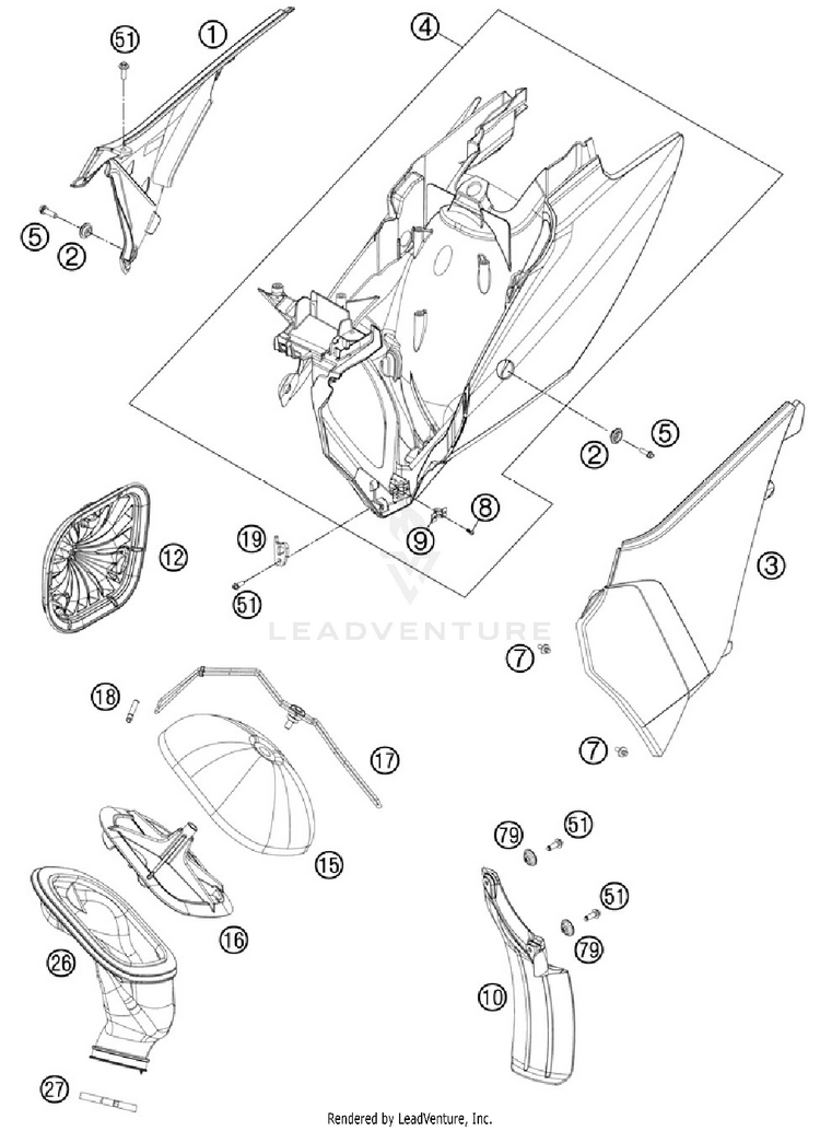 Air Filter 200 XCW Chassis - 2012 Schematic