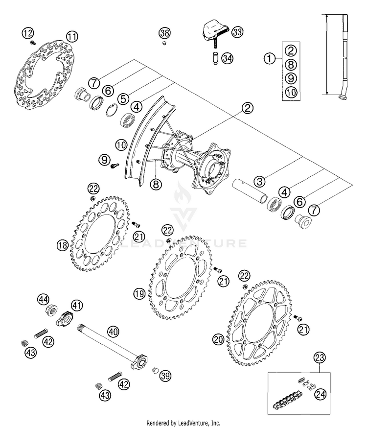 Rear Wheel 300 MXC Chassis - 2004 Schematic