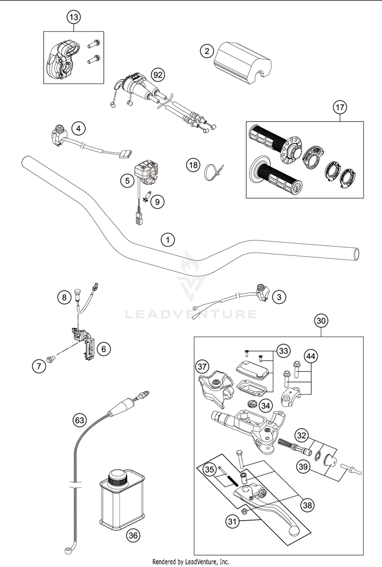 Handlebar, Controls 350 SX-F CHASSIS - 2020 Schematic