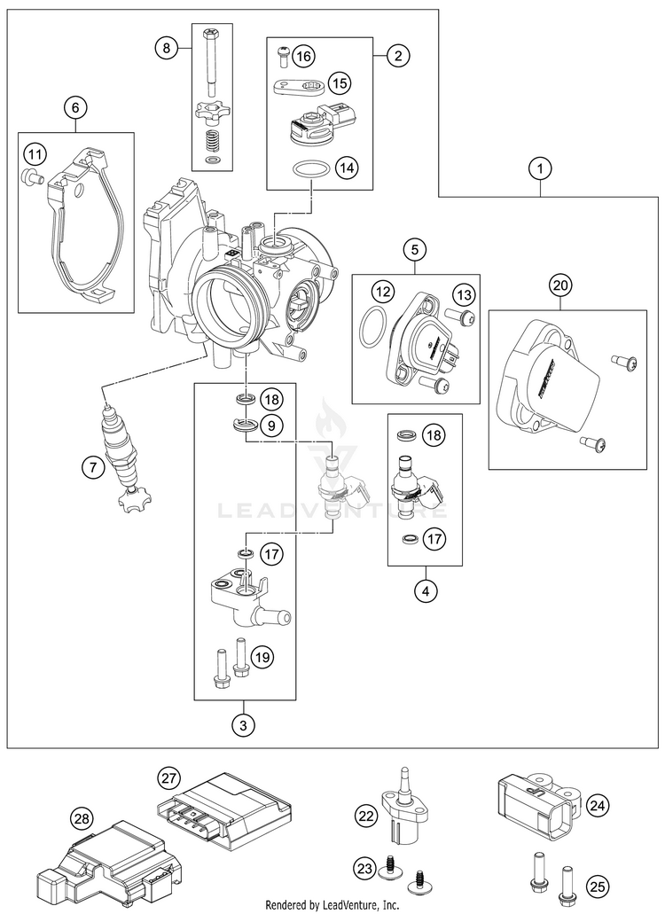 Throttle Body 450 EXC-F SIX DAYS ENGINE - 2019 Schematic
