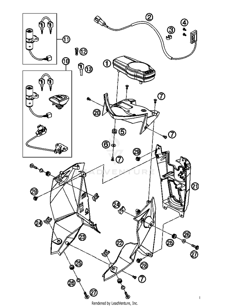 Instruments, Lock System 690 Supermoto Orange Chassis - 2007 Schematic