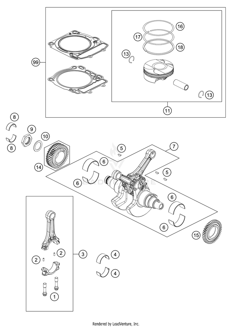 Crankshaft, Piston 1290 SUPER ADVENTURE R ENGINE - 2019 Schematic
