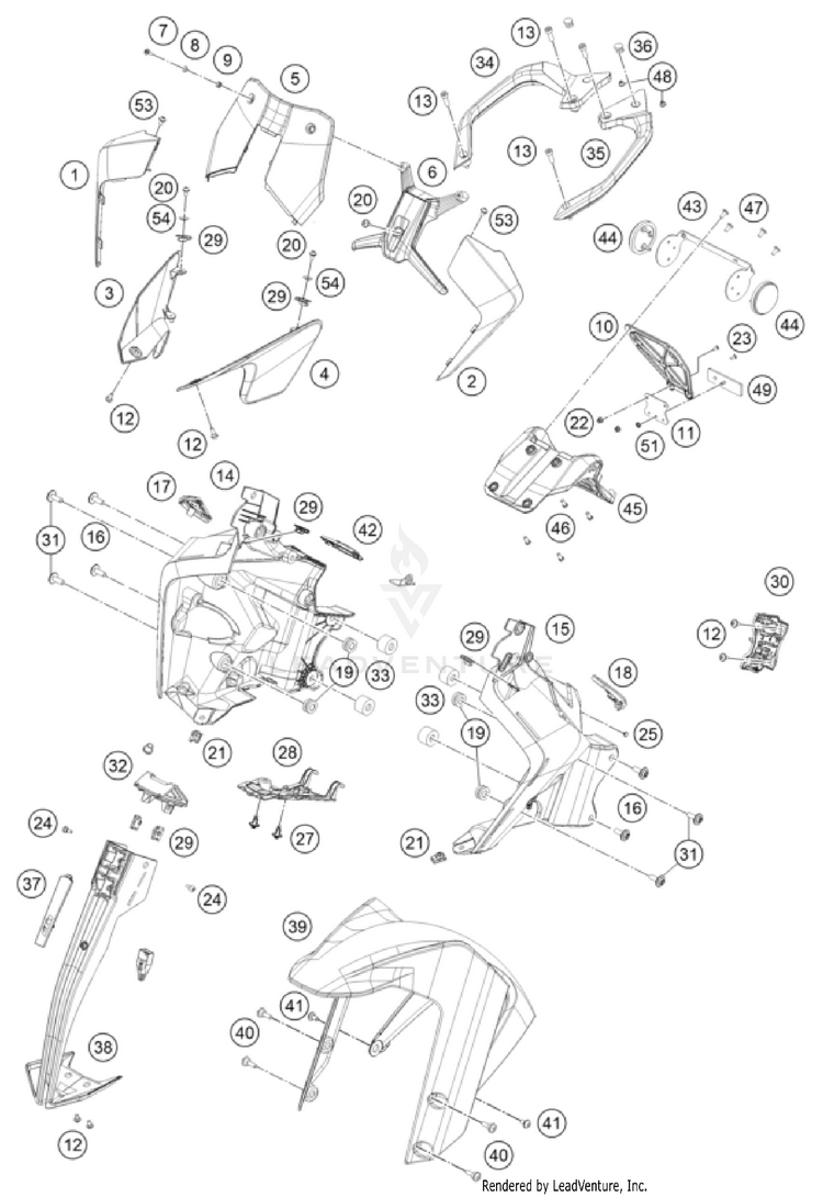 Mask, Fenders 390 ADVENTURE SPOKE W, orange-B.D. CHASSIS - 2024 Schematic