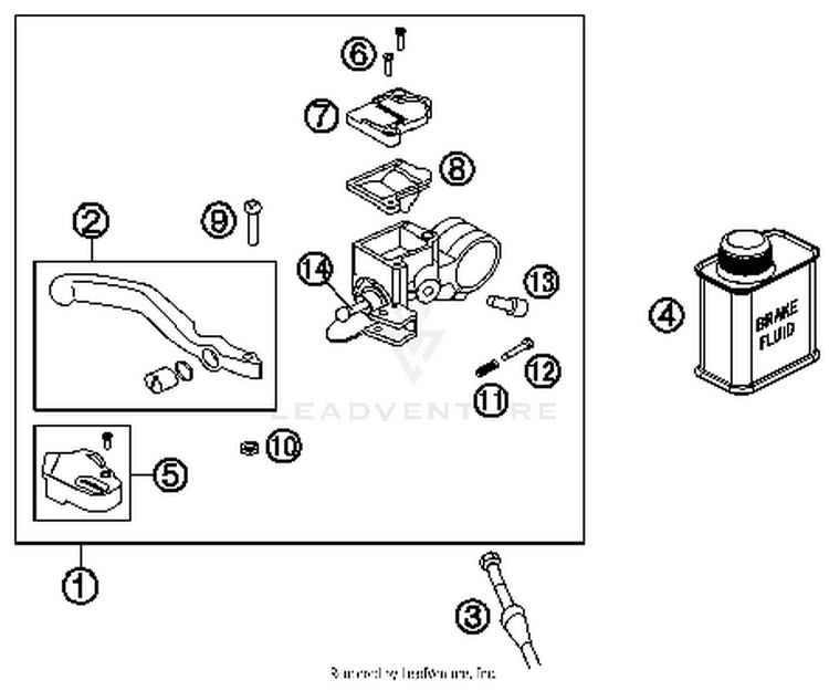 Hand Brake Cylinder 50 SX Mini Chassis - 2014 Schematic