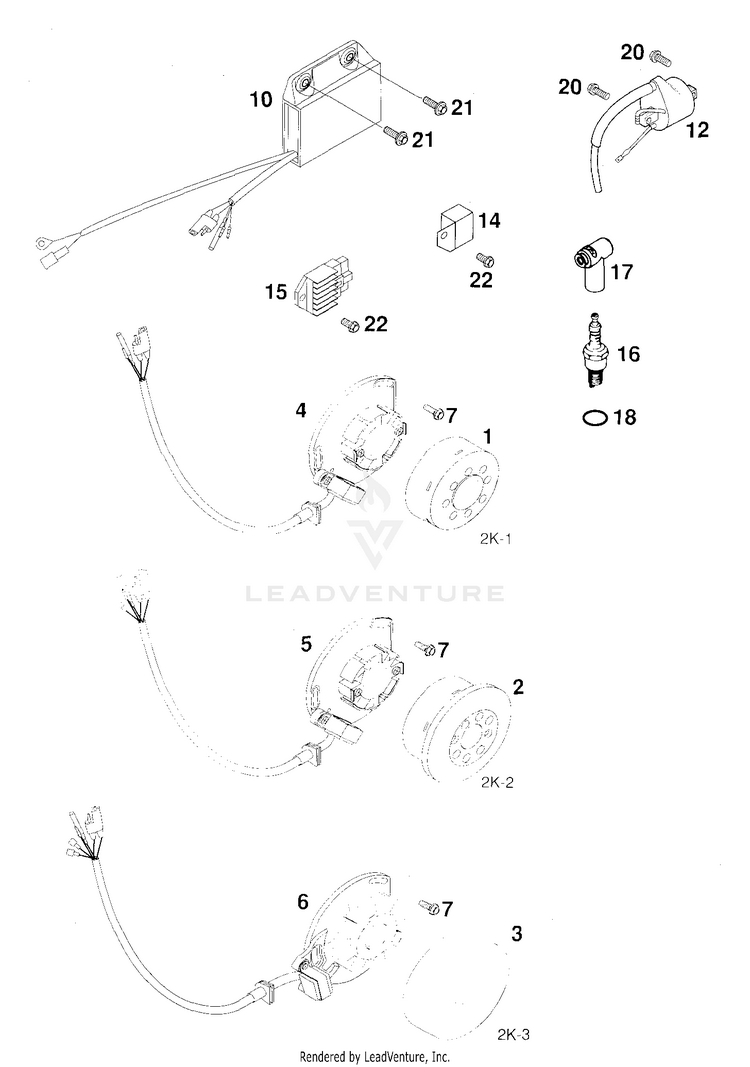 Ignition System Kokusan 125 EXC Engine - 2000 Schematic
