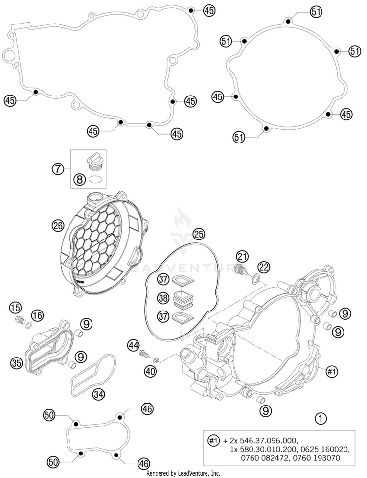 Clutch Cover 300 XC Engine - 2011 Schematic