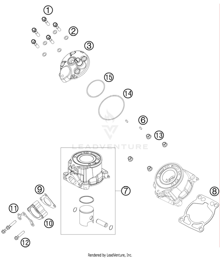 Cylinder, Cylinder Head 50 SX Engine - 2011 Schematic