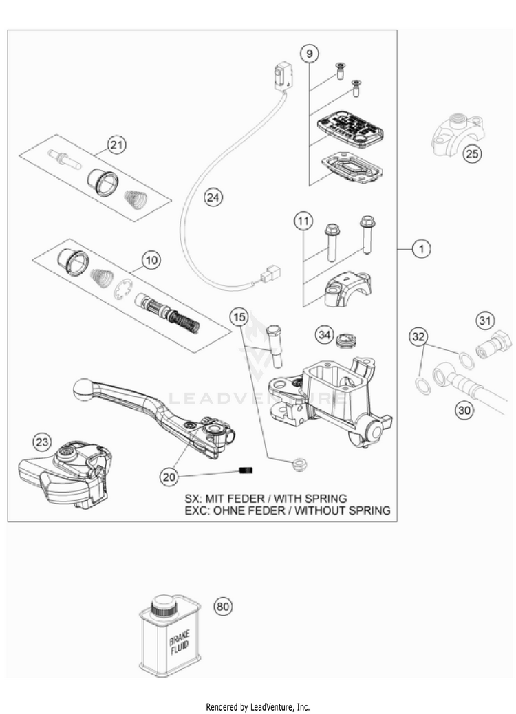 Front Brake Control 350 EXC-F US CHASSIS - 2024 Schematic