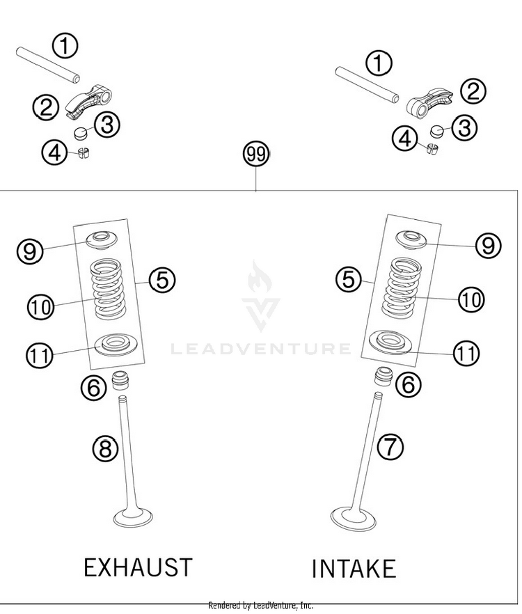 Valve Drive 250 XCFW Engine - 2012 Schematic