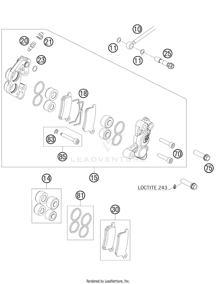 Brake Caliper Front 65 XC Chassis - 2009 Schematic