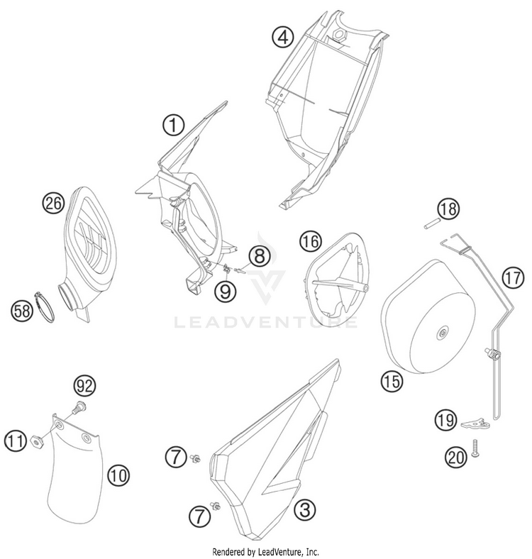 Air Filter 105 SX Chassis - 2011 Schematic
