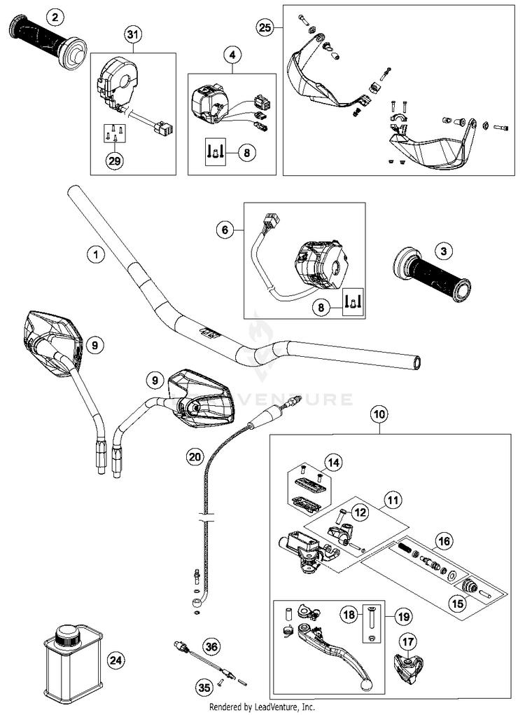 Handlebar, Controls 1290 SUPER ADVENTURE R CHASSIS - 2018 Schematic