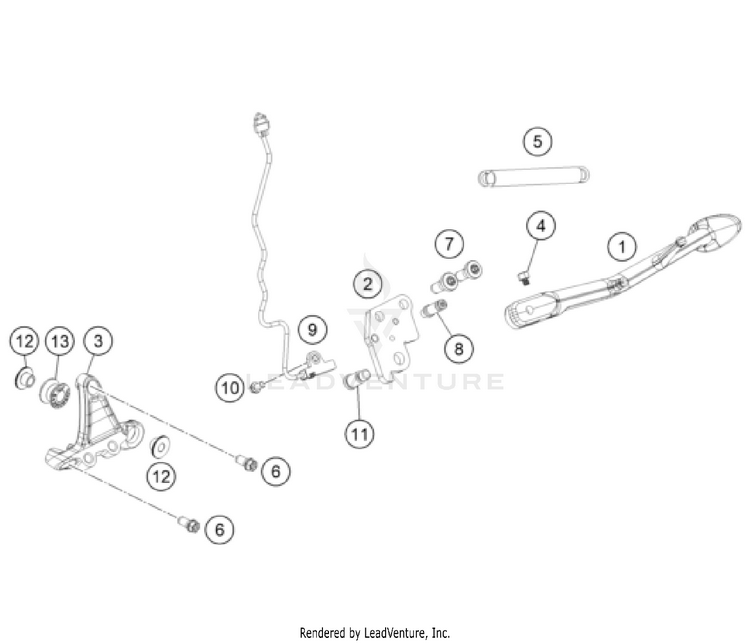 Side / Center Stand 1390 SUPER DUKE R EVO, orange CHASSIS - 2024 Schematic