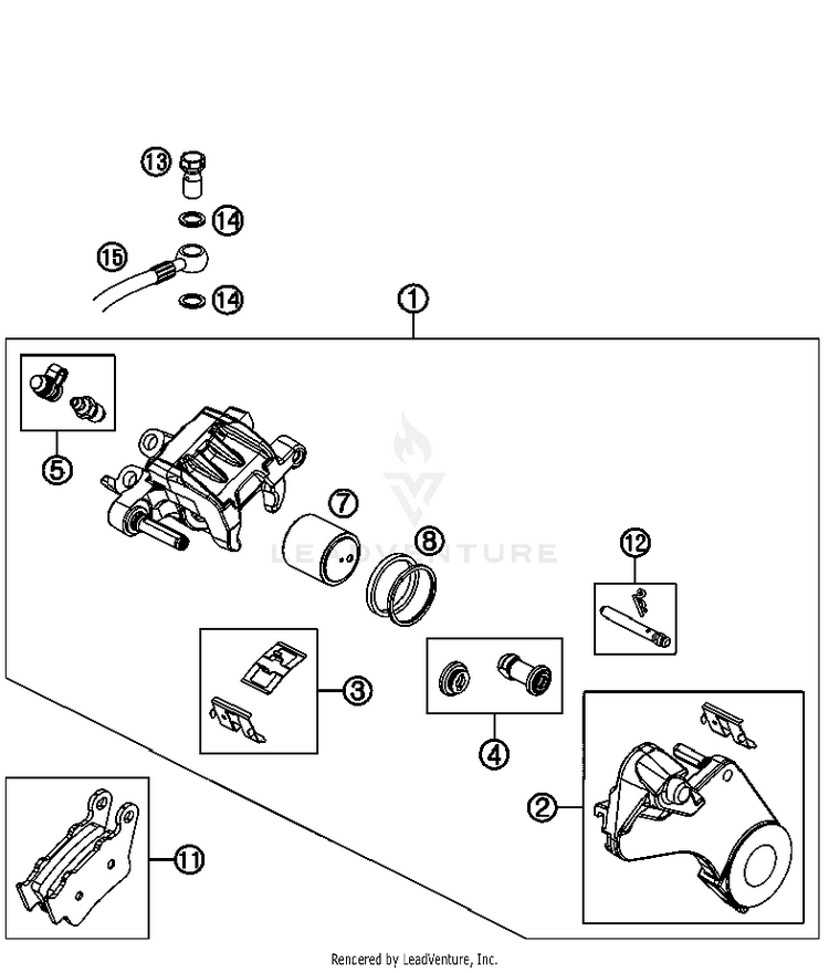 Brake Caliper Rear 690 Enduro Chassis - 2012 Schematic