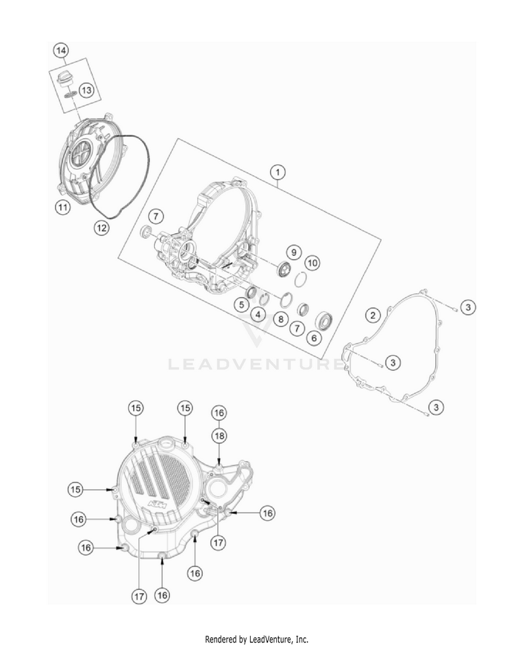 Clutch Cover 350 EXC-F USA Engine - 2023 Schematic