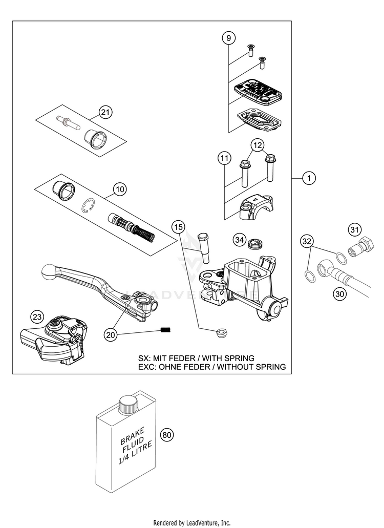 Hand Brake Cylinder 250 XC CHASSIS - 2018 Schematic